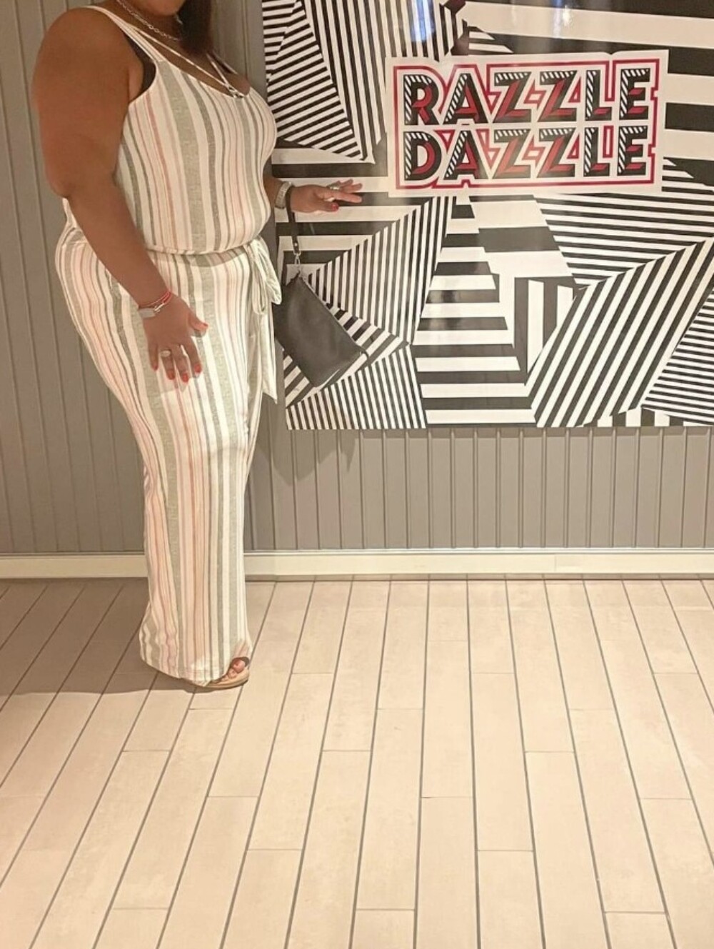 Derek Heart Cream Jumpsuit with Pastel Stripes